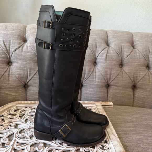 Corral Black Leather Tall Boots Women’s 8.5 - Picture 2 of 10